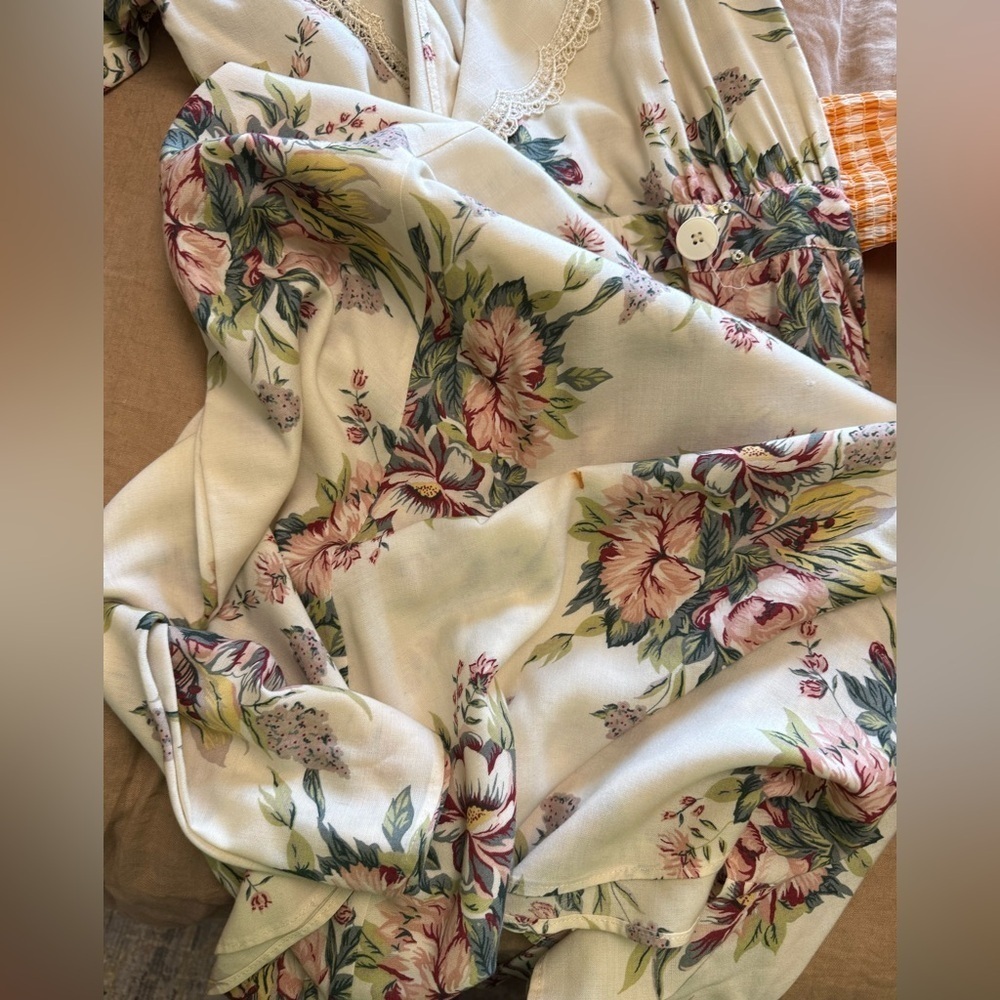 Vintage cottagecore Ambria Floral faux wrap, maxi  Dress with lace collar size 8 - Picture 9 of 12